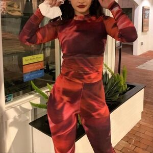 Oh Polly Red and Black Flare Pants